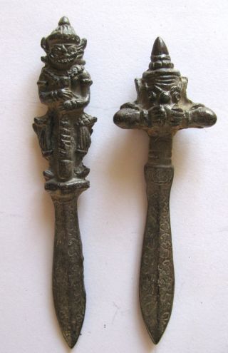 2alte Dämon - Tempelwächter - Ritual - Zepter - Amulette,  Metall,  19tes Jhd,  Sammelwürdig Bild