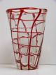 Design Gals Vase Murano Venini Simone Cenedese Streifenvase Fadenauflage Rot Glas & Kristall Bild 2