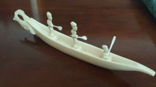 Afrika Kanu Boot - Bein Geschnitzt - Handarbeit Mit Figuren - Ca.  1900 Bild