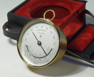 G.  Lufft Präz.  Barometer Höhenmesser Feldanaeroid & Thermometer Nr.  4175 Schön Bild