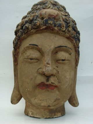 Buddha Holz Kopf Tibet China Asiatika Skulptur Statue Buddhismus Figur Bild
