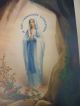 Altes Vintage Lourdes Our Lady Immaculate Conception Apparrition Poster Picture Religiöse Volkskunst Bild 1