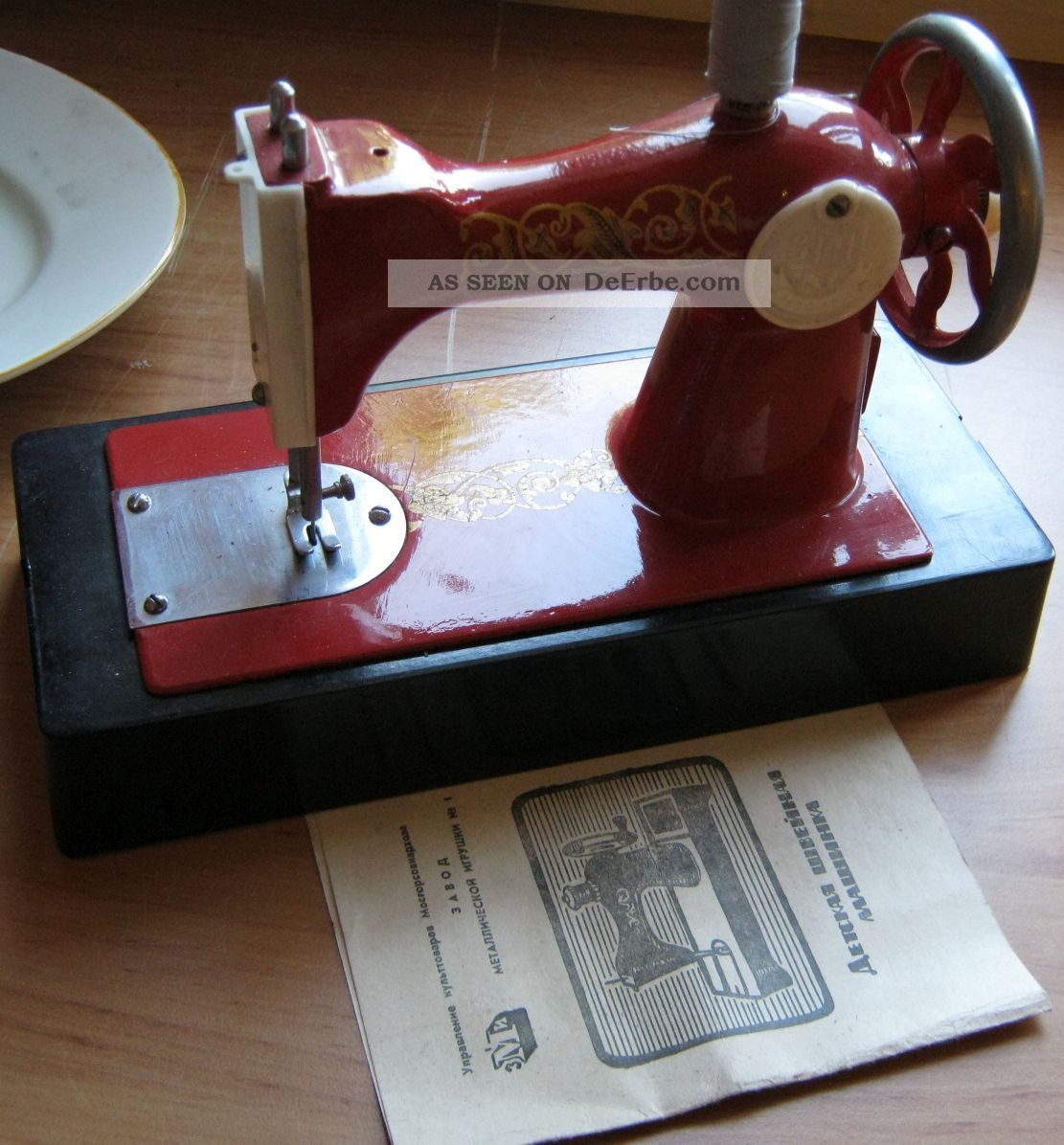 Alte Sowjetische Mini Miniatur Nähmaschine Mech.  Mit Drehrad Metall Schneider Bild