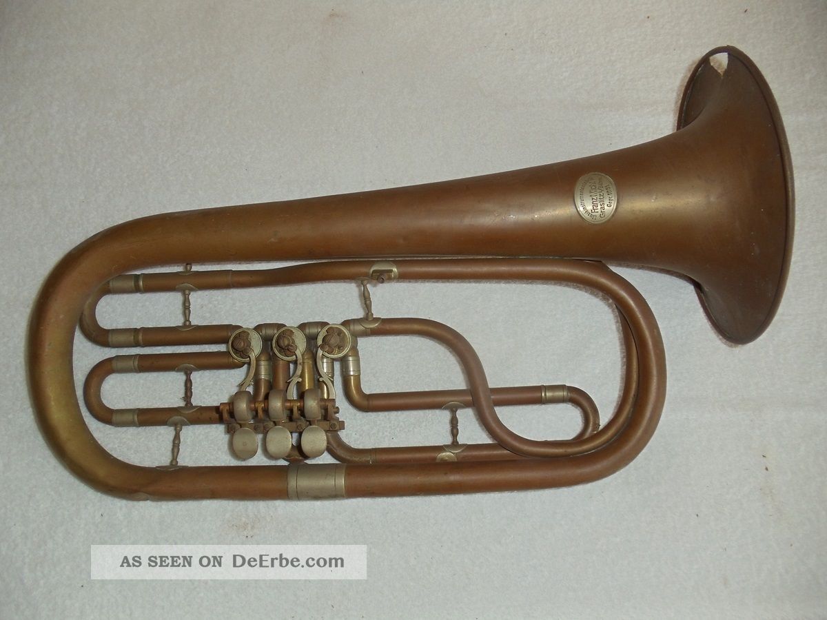 Altes Flügelhorn / Blasinstrument / Musikinstrument / Trompete / Dachbodenfund Blasinstrumente Bild