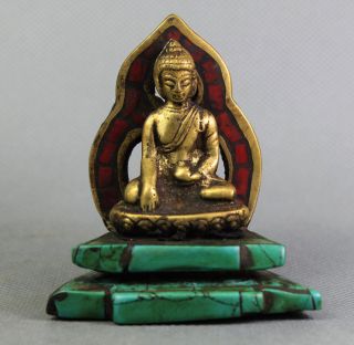 Selten Skulptur Buddha,  Bodhisattva Aus Bronze Türkis China Wohl 18.  Jhd Bild