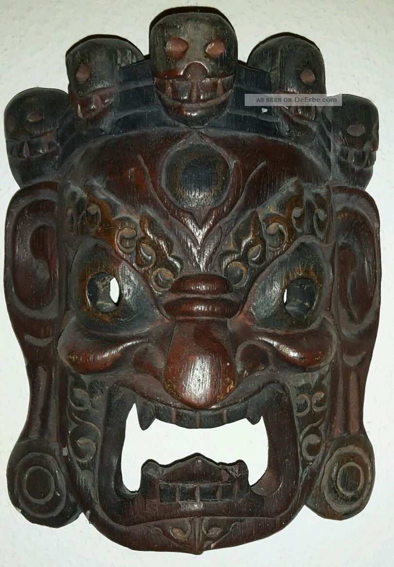 Holzmaske Tibet Gottheit Bön Maske Tanzmaske Asien Asiatika Antik Kultur Entstehungszeit nach 1945 Bild