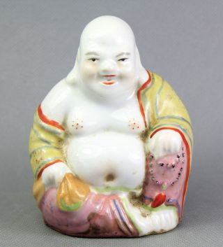 Selten Skulptur Handbemalt Buddha Aus Porzellan China Wohl 19.  Jhd Bild