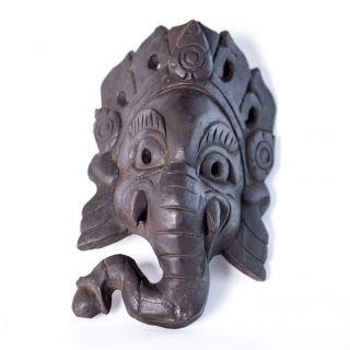Geweihte Ganesha Holzmaske Nepal Holz Maske Bild