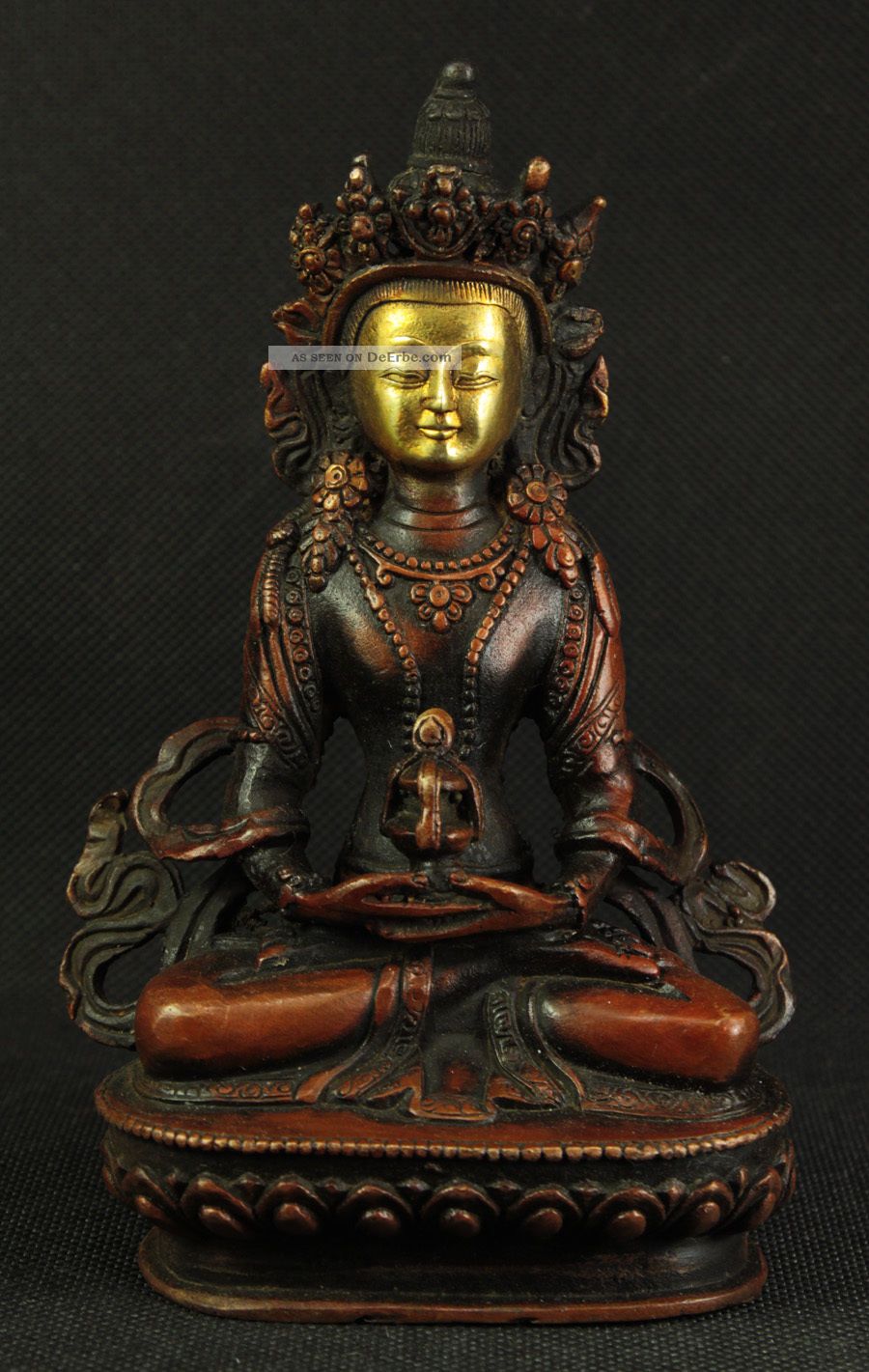 Große Skulptur Bronze Gottheit Auf Lotusthron China Tibet Wohl Um 1900 Asiatika: Südostasien Bild
