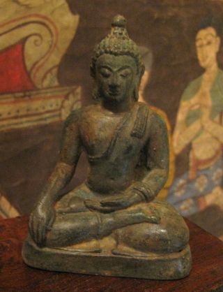 Buddha In Der Heroischen Pose,  Abhaya Mudra,  Ayutthaya - Stil,  Sammelwürdig,  Alt Bild