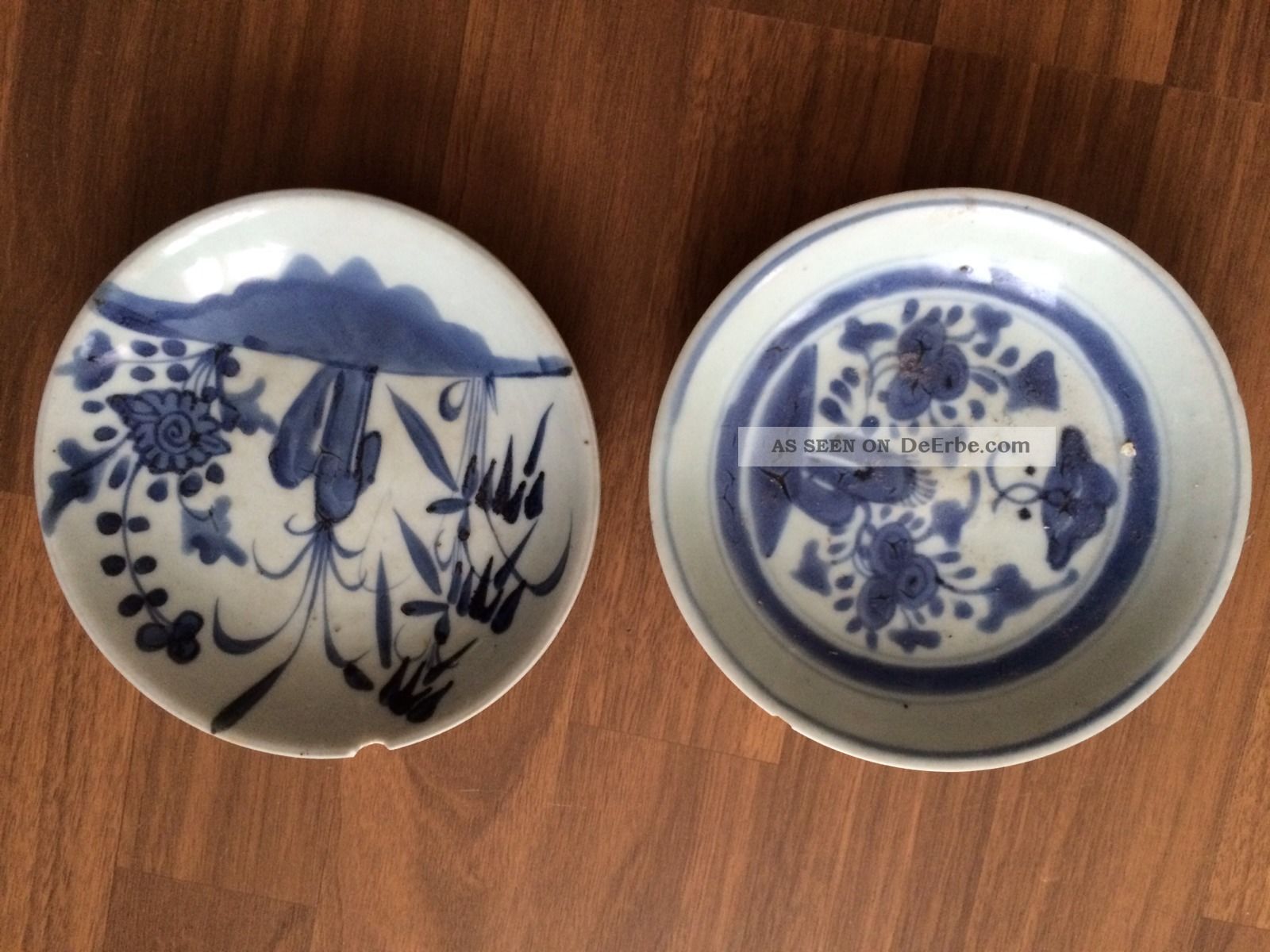 2 China Teller Qing/ming Periode Chinese Porcelain Blue White Dish Asiatika: China Bild