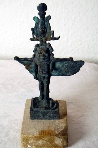 Wunderschöne Kleine Bronzefigur Einer Ägyptischen Gottheit Unsigniert Um 1960 Bild