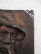 Relief Wandbild Jäger Mit Pfeife Gußaluminium 16x21,  5 Cm Kupferfarben Mit Patina Metallobjekte Bild 1