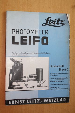 Leitz Photometer Leifo Für Medizin,  Chemie Und Technik.  Schöner Prospekt,  1940 Bild