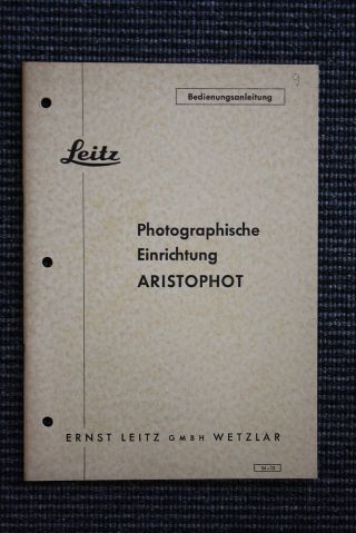Leitz: Photographische Einrichtung Aristophot.  Bedienungsanleitung,  1956 Bild