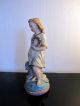 Mädchen Figur,  Gips - Skulptur Bemalt,  37cm,  Alt,  Echt Und Authentisch Skulpturen & Kruzifixe Bild 2