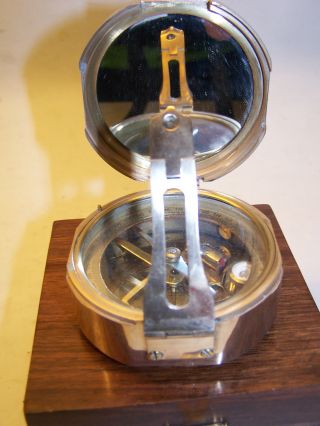 Seltener Peilkompass Compass Kompass Navigation Instrument Messing In Holzbox Bild