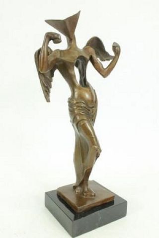 Bronze Skulptur Kunst Surrealistischer Engel Hommage Dali Leichte Gebrauchspuren Bild