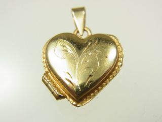 Schönes Herz Medaillon 585 Gelbgold Feine Florale Verzierung Bild