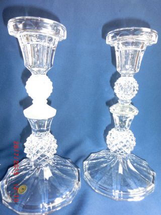 2 Kerzenständer Kerzenleuchter 21cm Glas Bleikristall Nostalgie 70er Jahre Bild