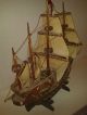 Segelschiff Segelboot Schiffmodell Standmodell Uralt Handarbeit Holz Maritime Dekoration Bild 4