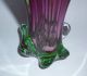 Murano Zipfelvase Aus Glas Überfangglas Violett Grün Uranglas Aus Den 1960ern Glas & Kristall Bild 5