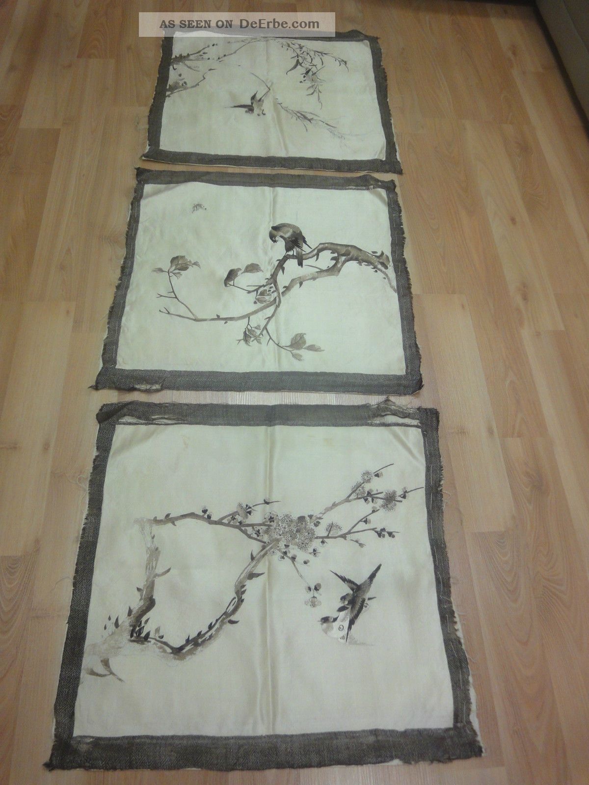 3 - Teilige Seidenstickerei,  China,  Chinese Silk Embroidery Asiatika: China Bild