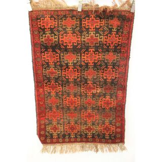 Alter Handgeknüpfter Orientteppich Belutsch Naturfarben Afghan 90x130cm Carpet Bild