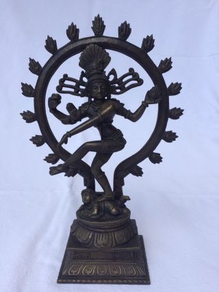 Indische Gottheit Shiva Nataraja Bronze / Messing.  Statue 25.  5cm Hoch. Bild