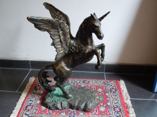 Prachtvolle Figur Skulptur Bronze ? Messing ? Pferd Einhorn 22,  7 Kg  Antik ? Bild