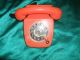 Altes Kinder Telefon Ms Toy Germany Wählscheibentelefon Orange Wählscheibe Antikspielzeug Bild 1