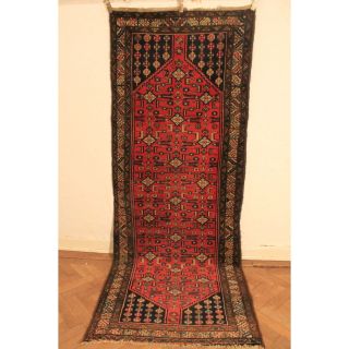 Antiker Handgeknüpfter Orientteppich Malayer Kurde Läufer Tappeto Rug 110x315cm Bild