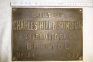 Originale Schiffstafel Bootstafel Aus Messing Charles Hill & Sons Bristol 1933 Bild