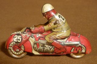 Huki Hk 41 Motorrad Vorkrieg Version O.  Uhrwerk Vintage Tin Toy Motorcycle 1930s Bild