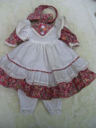 Alte Puppenkleidung Red Flowery Dress Outfit Vintage Doll Clothes 40 Cm Girl Bild