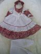 Alte Puppenkleidung Red Flowery Dress Outfit Vintage Doll Clothes 40 Cm Girl Original, gefertigt vor 1970 Bild 7