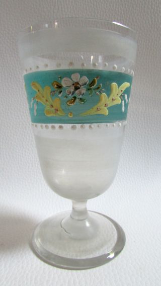 Vase Fußvase Kristallglas,  Teils Getrübt,  Email Emaille Malerei Bild