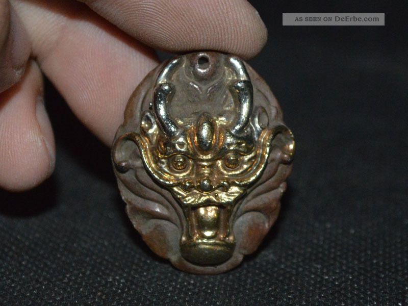 Alte Exquisite China Rotkupfer&tibet Silber Skulptur Drachen Anhänger 18.  Jhd Asiatika: China Bild