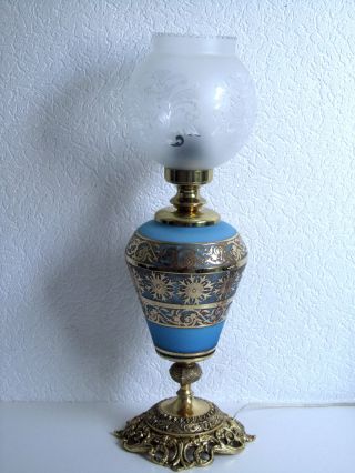 Wunderschöne Antik Messing Tischlampe 1 Flamig Bild