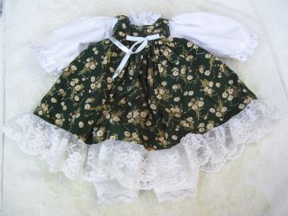 Alte Puppenkleidung Green Flowery Dress Outfit Vintage Doll Clothes 40 Cm Girl Bild