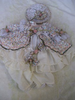 Alte Puppenkleidung Fancy Flowery Dress Outfit Vintage Doll Clothes 40 Cm Girl Bild