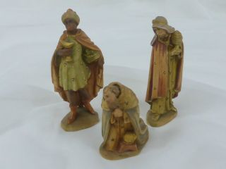 Alte Krippenfiguren Heilige Drei Könige Holzschnitzerei Gröden Handbemalt Bild