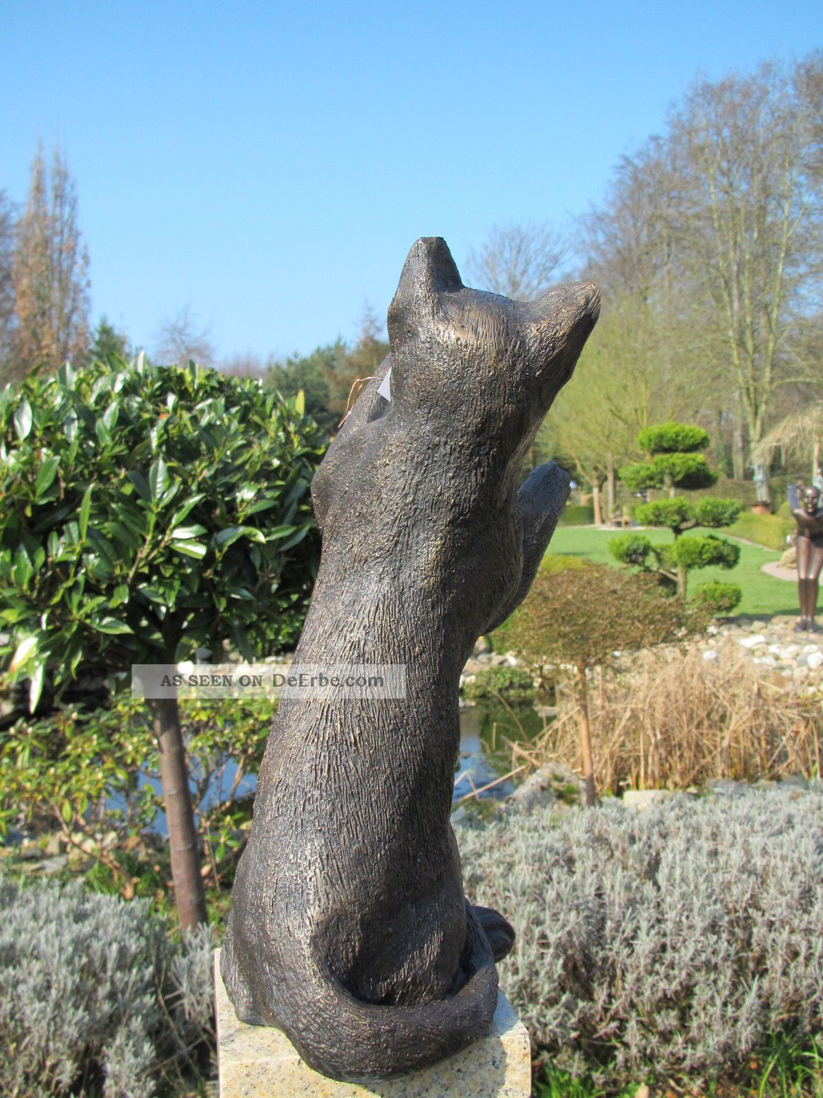 Grosse SchÖne Stehende Katze Aus Bronze (2, 8kg) Tier Figur Heim Garten