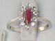 Art - Deco Silber Ring Rubin 10 X Bergkristall Design Schmuck nach Epochen Bild 2