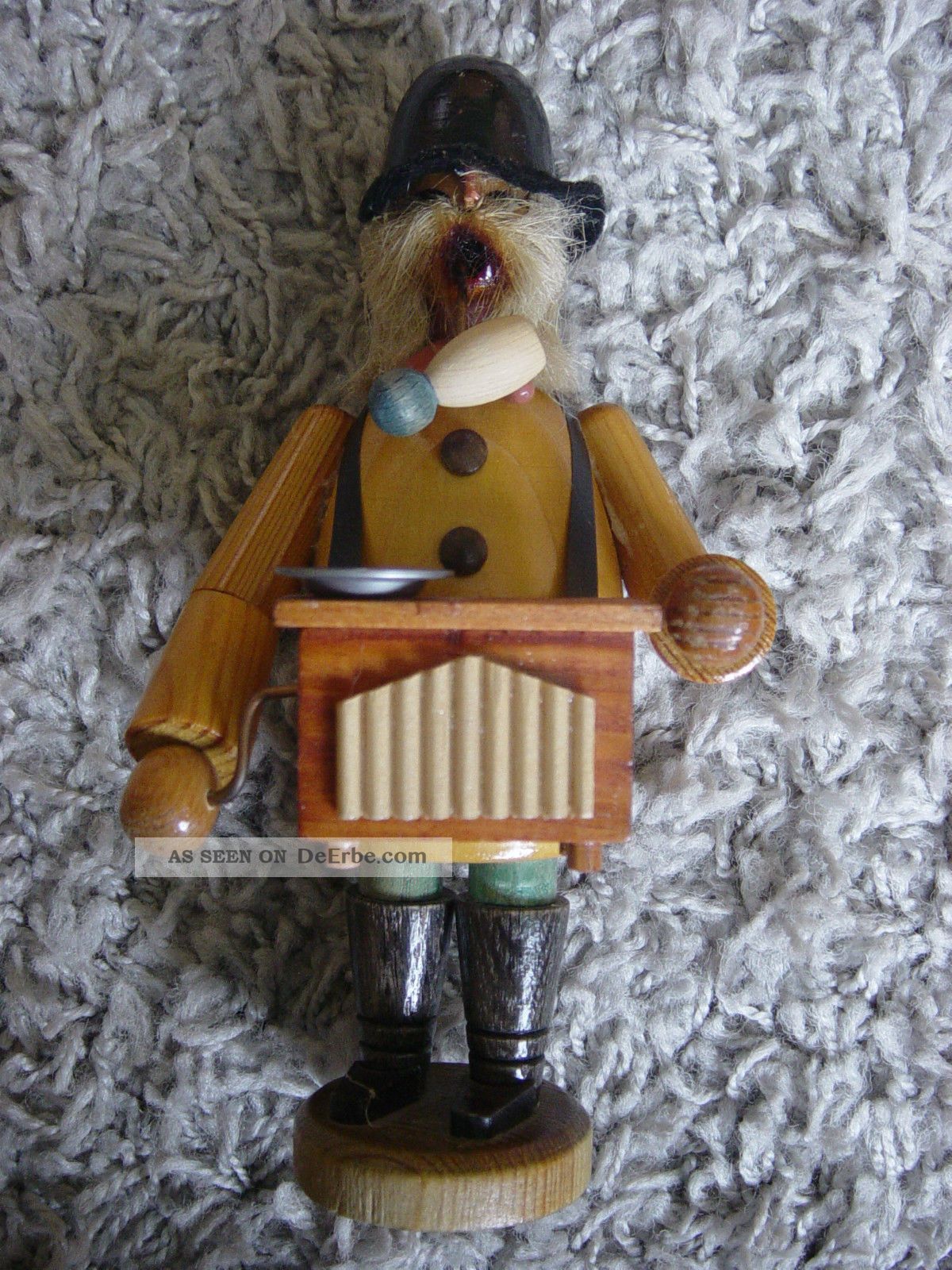 Ddr RÄuchermÄnnchen - Holz - Mann - Musiker - Orgelspieler Objekte nach 1945 Bild
