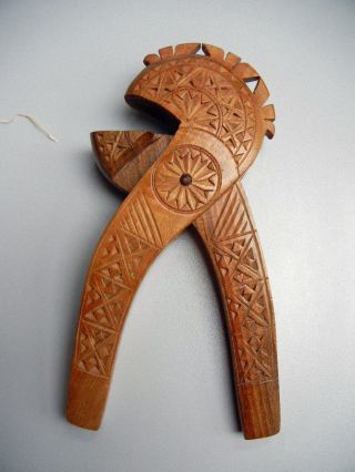älterer Nußknacker Holz Nussknacker - Intarsien - Geschnitzt 20cm - Antik Selten Bild