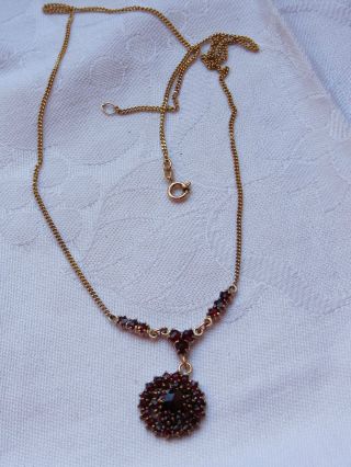 Collier Halskette Granatkette Necklace 333 Gold Kette Böhmen Granat Nr.  269 Bild