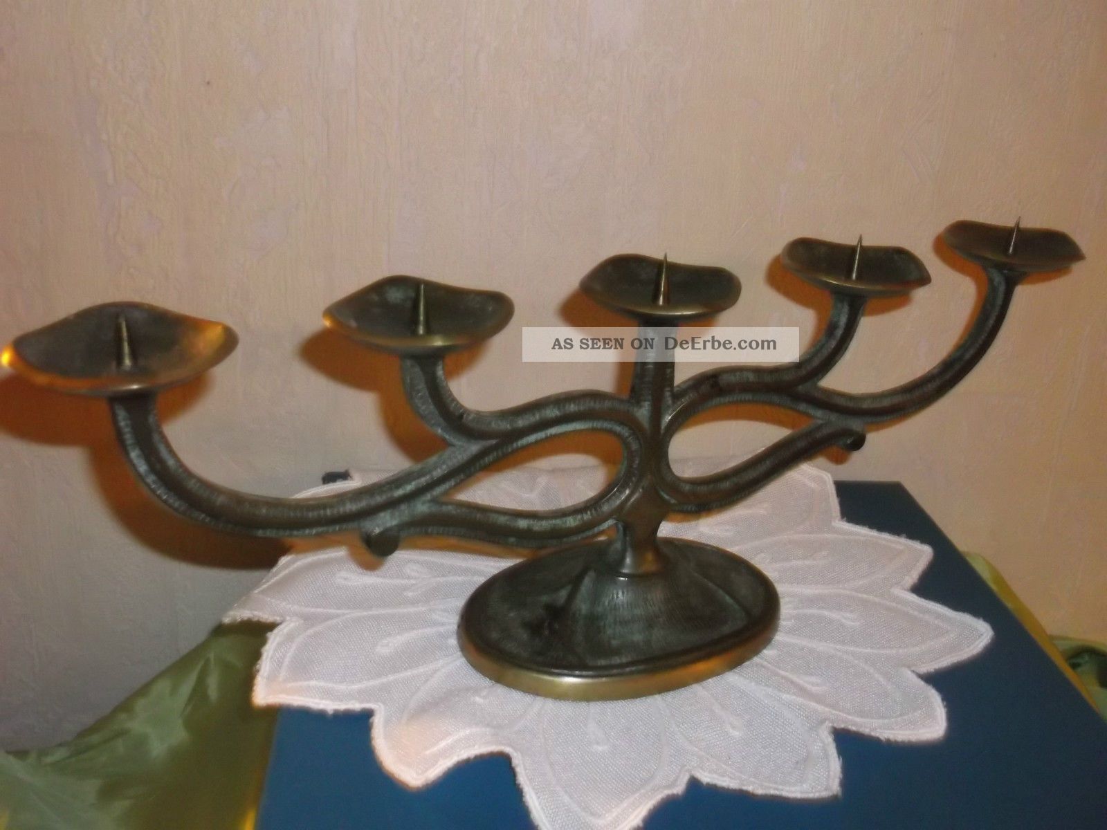 Schöner Alter Messing Bronze Kerzenleuchter 39cmx14,  5cm 1162g Schwer Kupfer Bild
