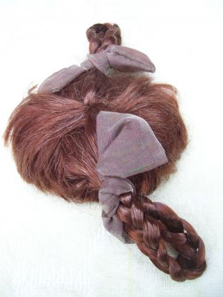 Alte Puppenteile Dunkelrote Zoepfe Haar Perücke Vintage Doll Hair Wig 40c Girl Bild