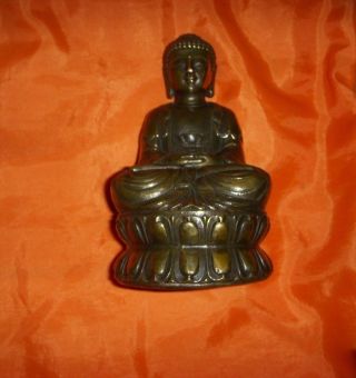 SchÖne Buddha Bronze Aus China Signiert Ca.  650 Gramm Bild